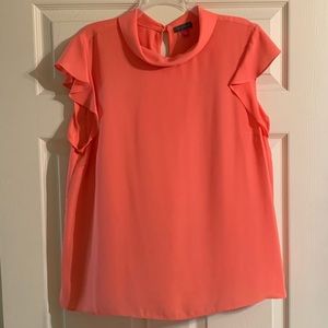 XL coral flutter sleeve top
